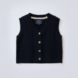 Knitted Cotton Vest Navy Blue