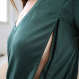 Borstvoeding T-shirt V-hals Bosgroen