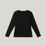 Breastfeeding Ribbed Top Zwart