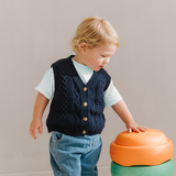 Knitted Cotton Vest Navy Blue