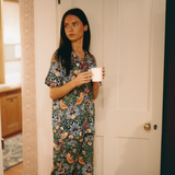 William Morris dames pyjama aardbeiendief marineblauw