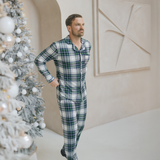 Herenpyjama in groene ruit