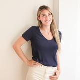 Borstvoeding T-shirt V-hals marineblauw