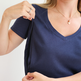 Borstvoeding T-shirt V-hals marineblauw
