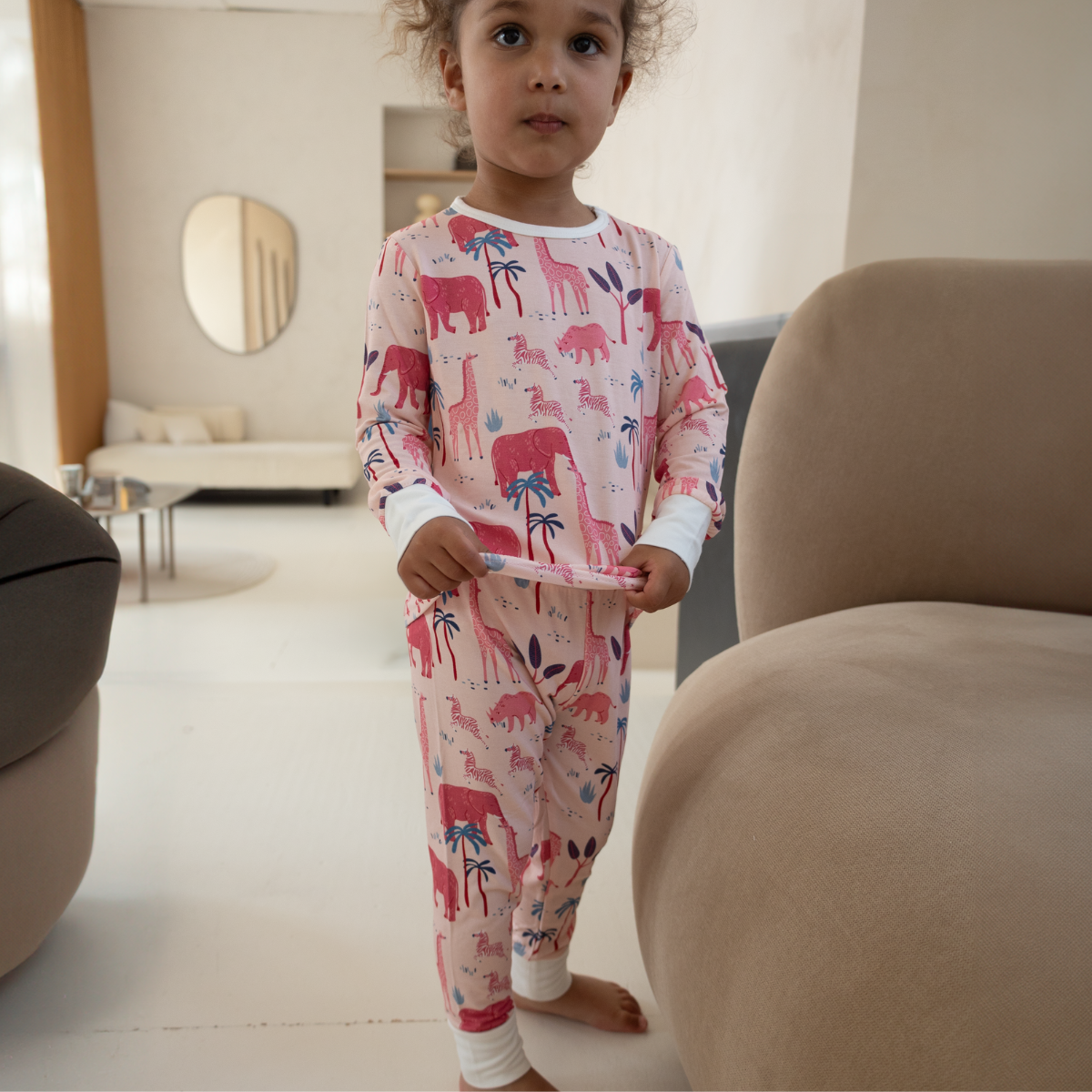 Kinder PJ Set Roze Safari