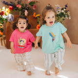 Oversized kinder-T-shirt in mintgroen met Frida-papegaai