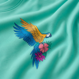 Oversized kinder-T-shirt in mintgroen met Frida-papegaai