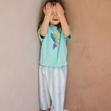 Oversized kinder-T-shirt in mintgroen met Frida-papegaai