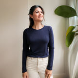 Borstvoeding T-shirt Lange Mouw Marine Blauw
