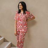William Morris dames pyjama aardbeiendief rood
