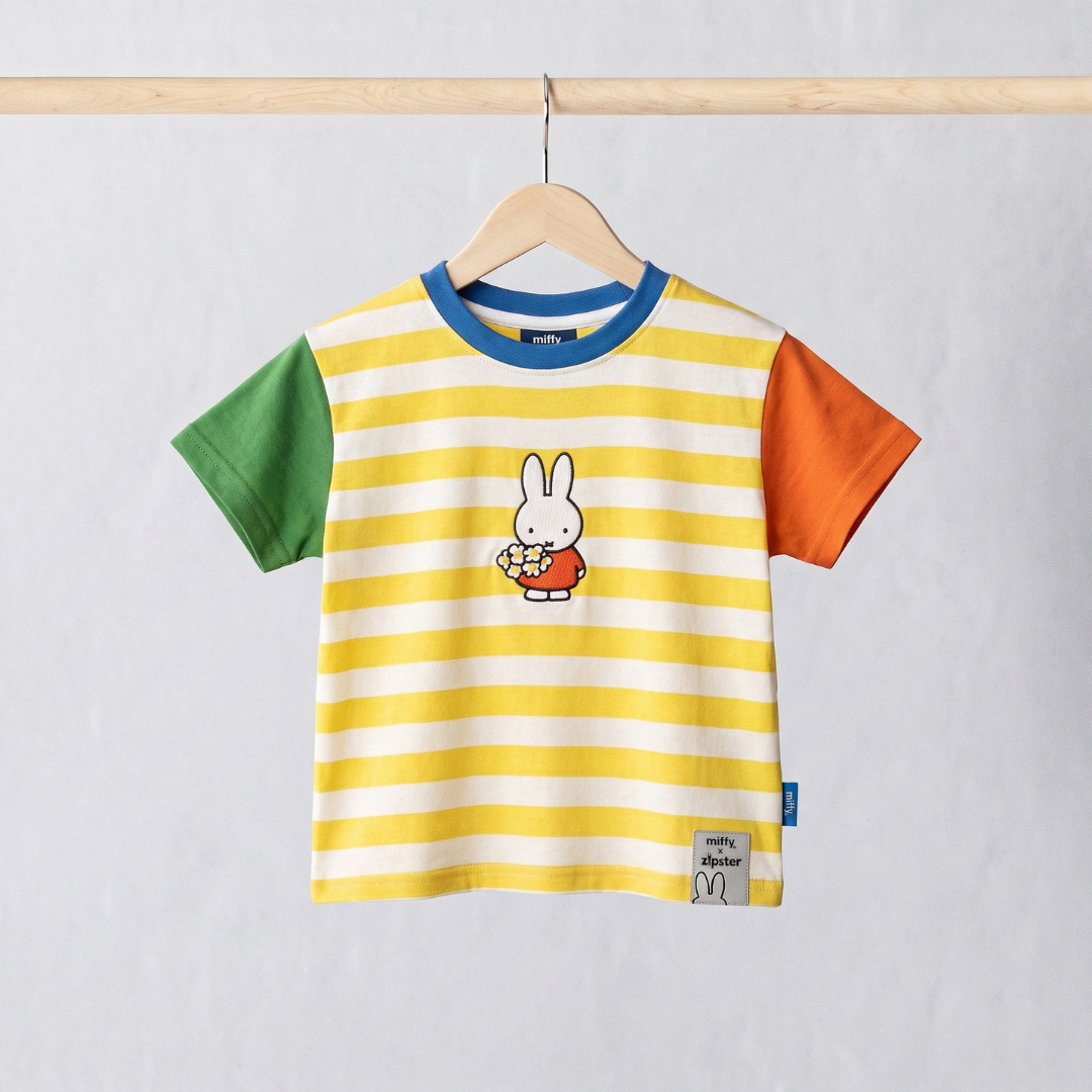 nijntje gestreept kinder-T-shirt met ringer-hals van Bloom, vooraanzicht