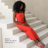 St Tropez Ribbed Borstvoedingsjurk Rood & Roze